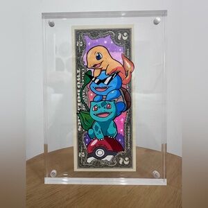 Custom Hand Painted Pokémon Art 2 Dollar Bill - 1 of 1